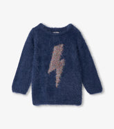 Hatley Girls Metallic Lightning Furry Sweater