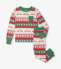 Hatley Girls Puppy Hearts Fair Isle Bamboo Pajama Set