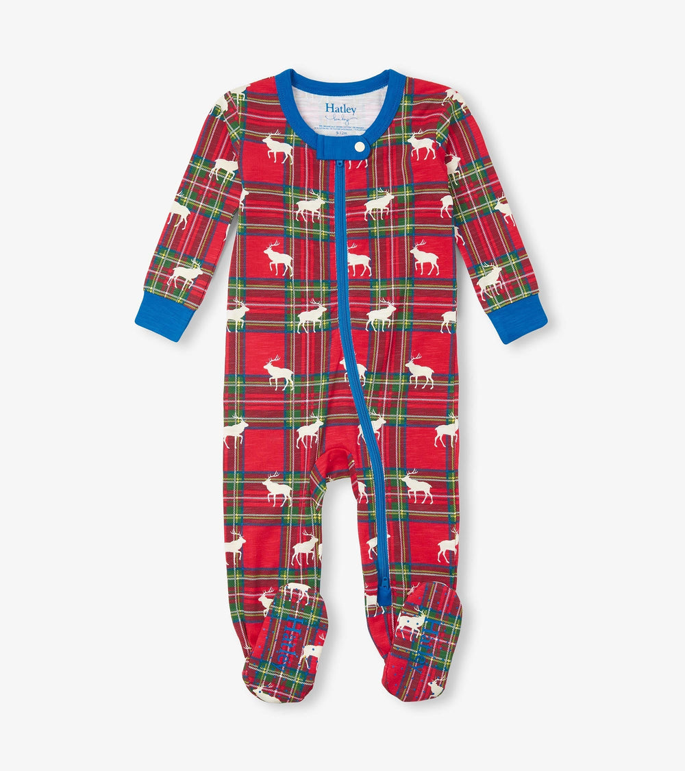 Hatley Baby Elk Plaid Cotton Footed Sleeper