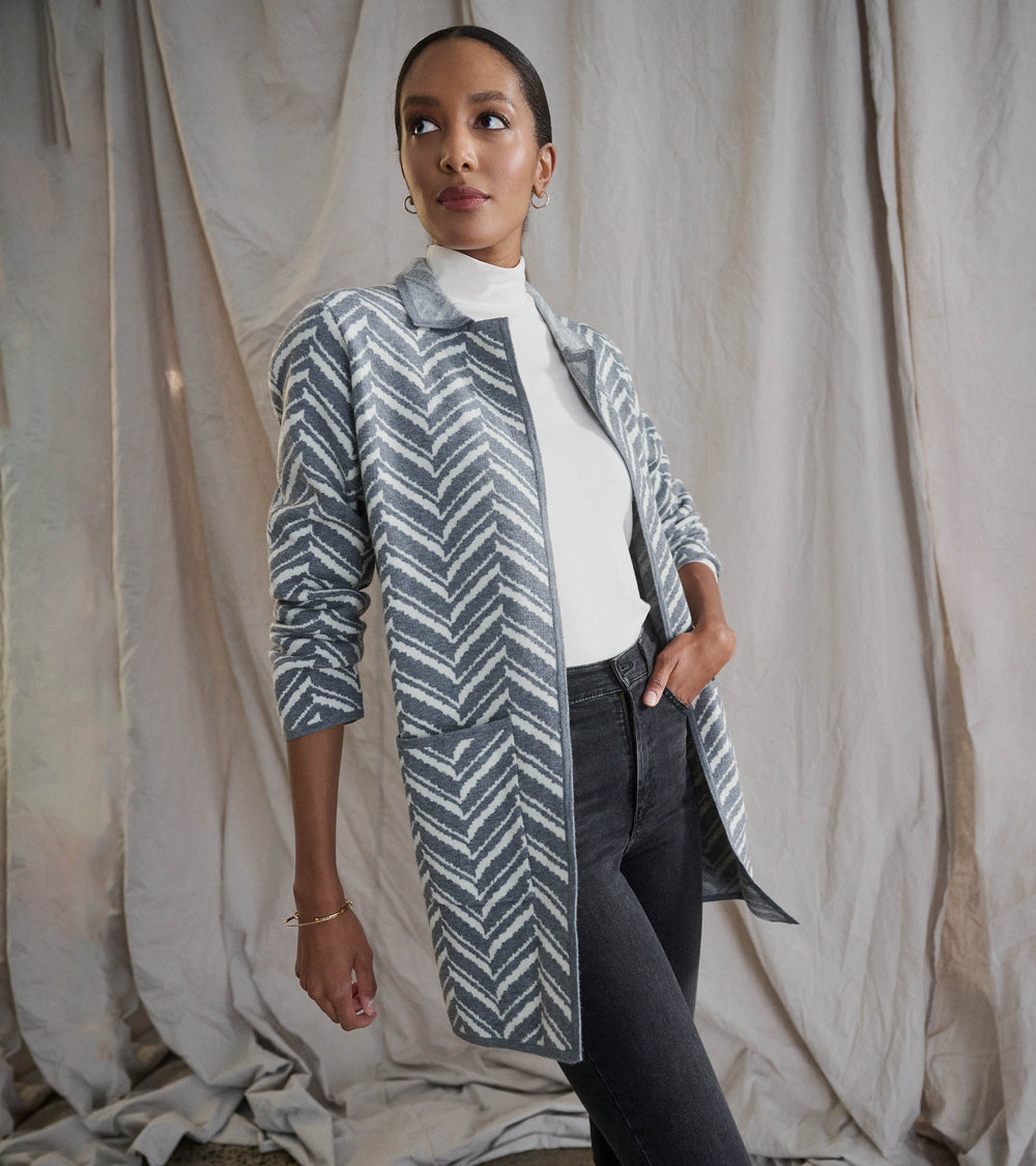 Hatley Sweater Blazer - Grey Chevron