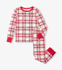 Hatley Girls Plaid Hearts Pajama Set