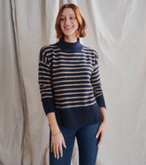 Hatley Mock Neck Tunic - Navy Taupe Stripes