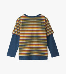 Hatley Boys Autumn Stripe Fooler Long Sleeve T-Shirt