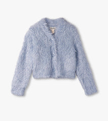 Hatley Girls Glitter Heart Blue Metallic Cardigan