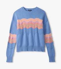 Hatley Pointelle Wave Sweater - Sky Blue Ripple