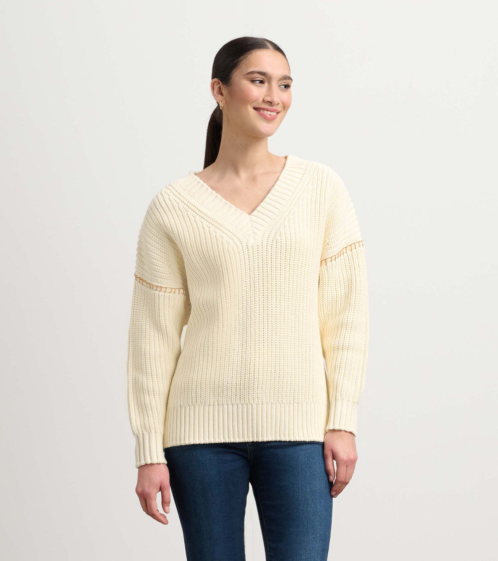 Hatley V-Neck Slouchy Sweater - Cream