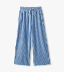 Hatley Girls Cornflower Blue Pleated Velour Relaxed Pants