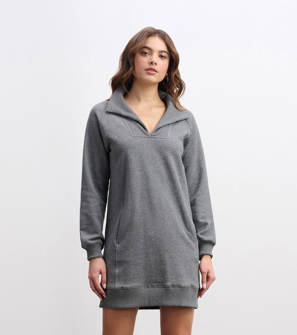 Hatley Anna Notch Neck Dress - Charcoal Melange
