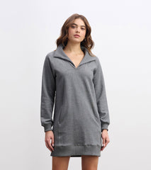 Hatley Anna Notch Neck Dress - Charcoal Melange