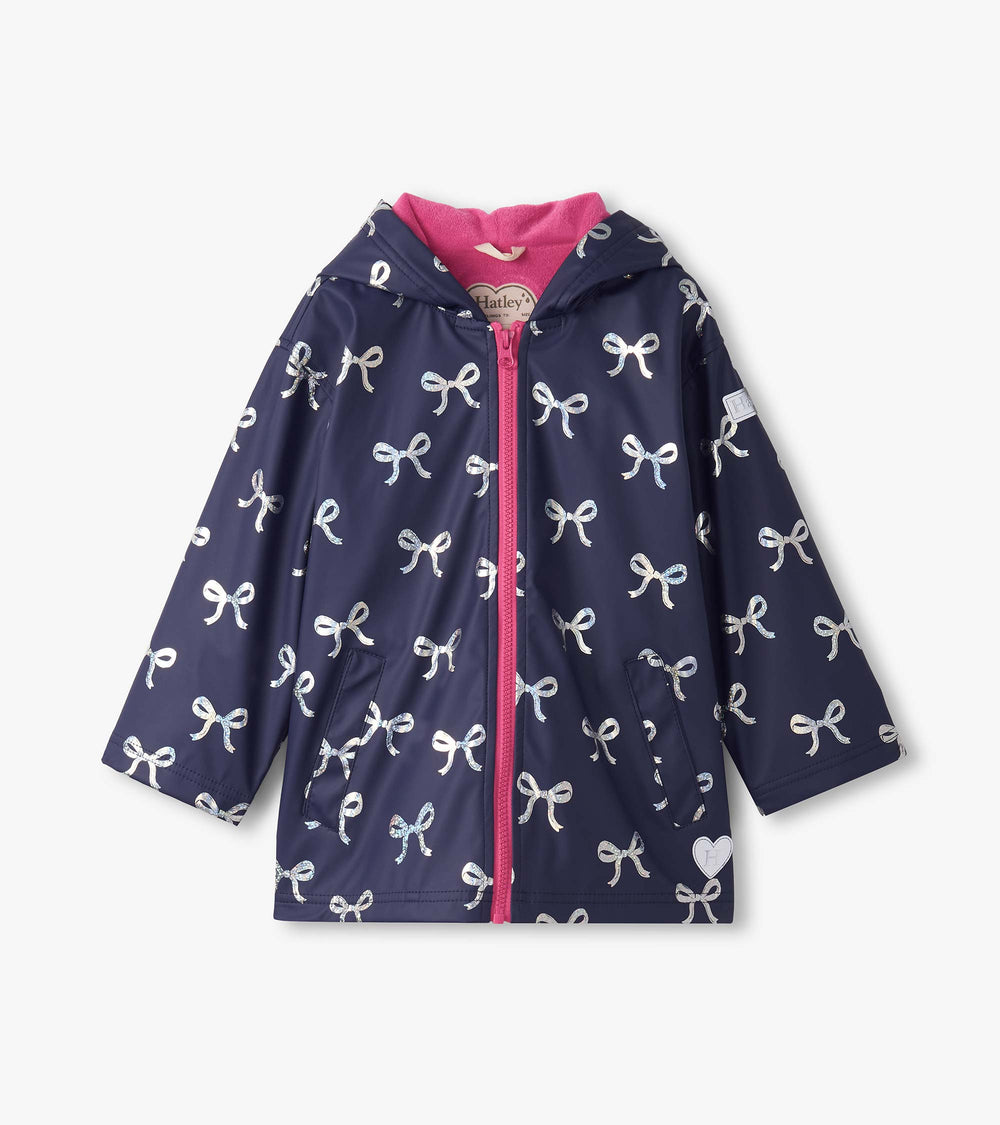 Hatley Girls Silver Ribbon Zip-Up Rain Jacket
