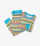Hatley Men's Blue Fun Fair Isle Cotton Pajama Set