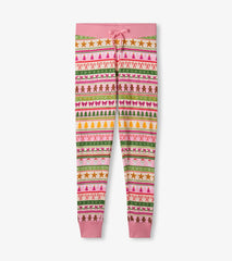 Hatley Women's Pink Fun Fair Isle Cotton Pajama Set