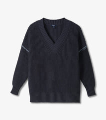 Hatley V-Neck Slouchy Sweater - Faded Grey