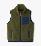 Hatley Boys Loden Green Faux Sherpa Vest