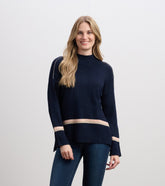 Hatley Mock Neck Sweater - Navy Stripe