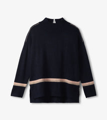 Hatley Mock Neck Sweater - Navy Stripe