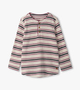 Hatley Boys Oatmeal Melange Stripes Waffle Henley