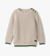 Hatley Boys Oatmeal Melange Button Neck Sweater