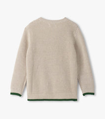 Hatley Boys Oatmeal Melange Button Neck Sweater