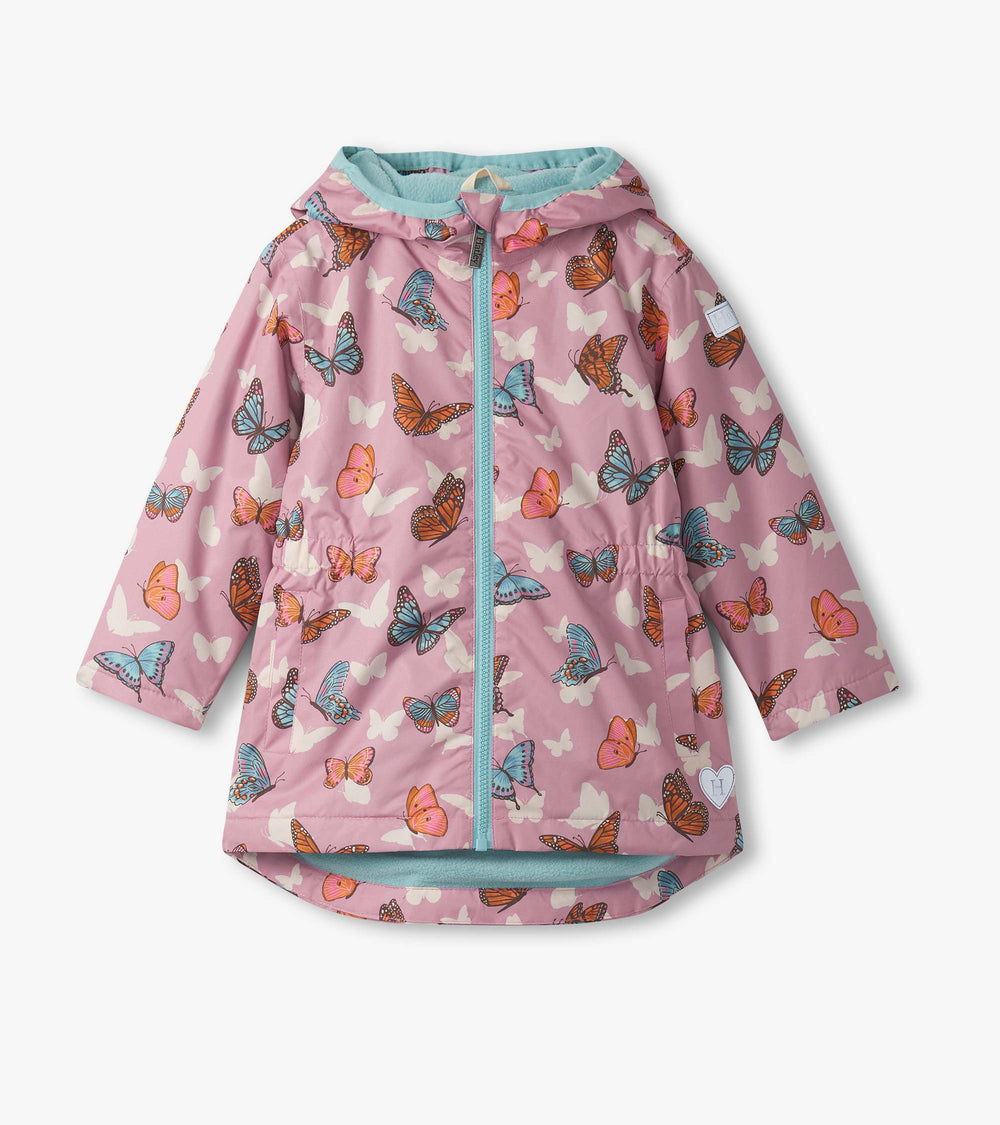 Hatley Girls Pop-Out Butterflies Zip-Up Lightweight Rain Jacket