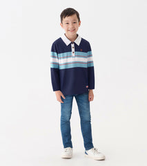 Hatley Boys Blue Stripes Rugby Polo