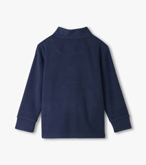Hatley Boys Navy Color Block Fleece 1/4 Zip Mockneck