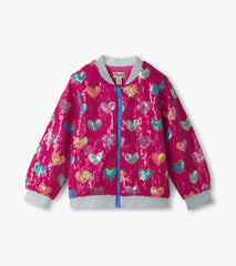 Hatley Girls Pink Busted Hearts Sequin Bomber Jacket