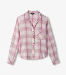 Hatley Lila Button Down - Pink Plaid