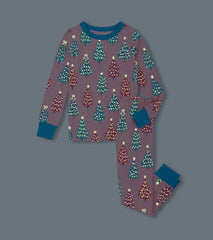 Hatley Girls Pink Bottle Brush Trees Glow in the Dark Cotton Pajama Set