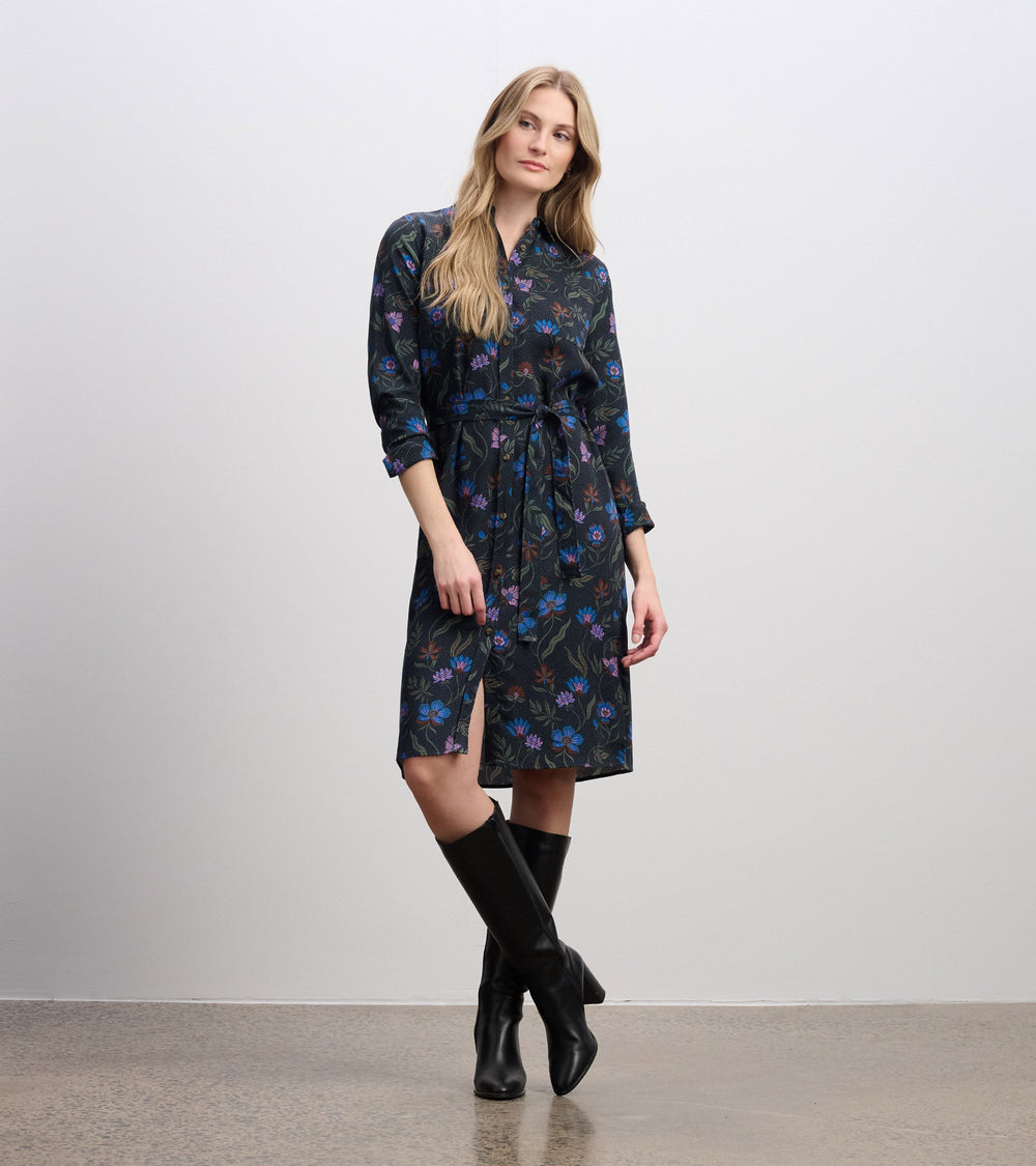 Hatley Emma Midi Shirt Dress - Dark Floral