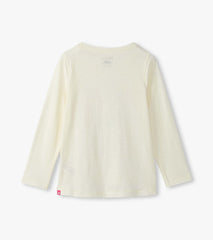 Hatley Girls Feathers Long Sleeve Graphic Tee