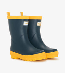 Hatley Kids Navy & Yellow Matte Rain Boots