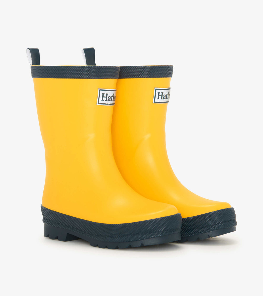Hatley Kids Yellow & Navy Matte Rain Boots