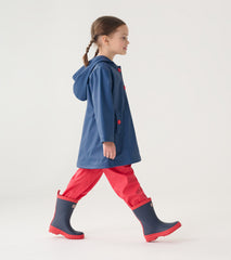 Hatley Kids Navy & Red Button-Up Rain Jacket