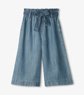 Hatley Girls Smokey Blue Wash Cropped Paperbag Pants