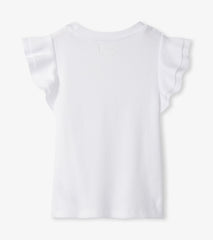 Hatley Girls White Ruffle Sleeve Tank