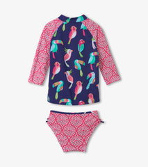 Hatley Girls Navy Tropical Birds Rashguard Set
