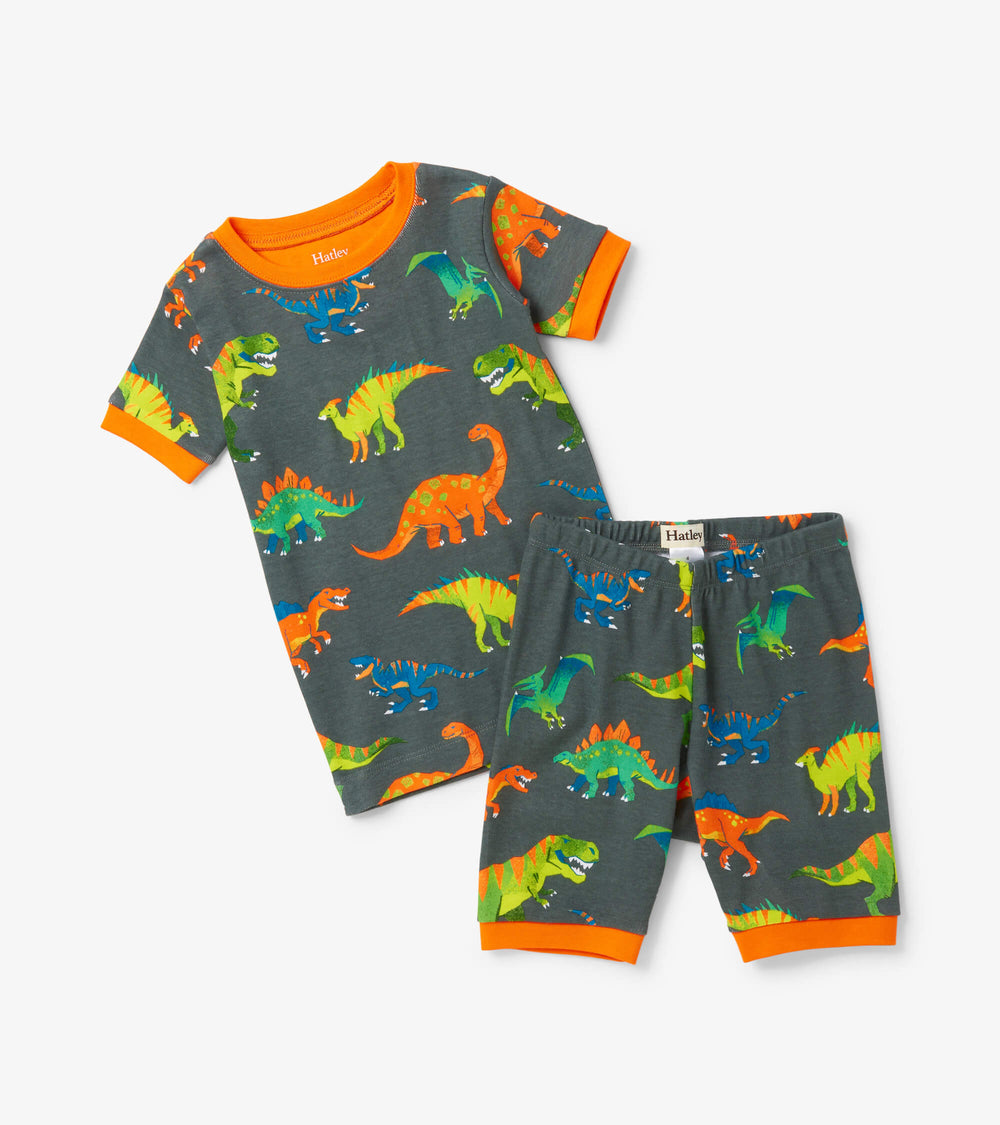 Hatley Colorblock Dino Short Pajama Set