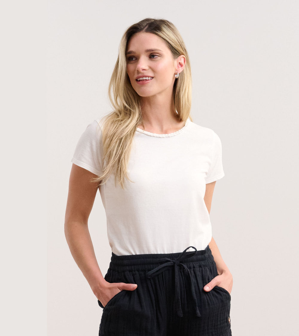 Hatley Braided Neck Tee - White