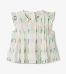 Hatley Baby & Toddler Girls Blue Feathers Pin Tuck Tup & Bloomer Set