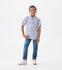 Hatley Boys Shark Silhouette Button Down Shirt