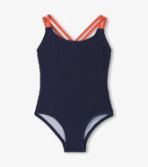 Hatley Girls Patriot Blue Cross Strap Swimsuit
