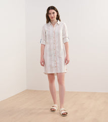 Hatley Cara Shirt Dress - Peach Chain Stripes