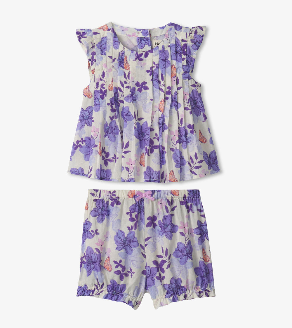 Hatley Baby & Toddler Girls Painted Magnolias Pin Tuck Tup & Bloomer Set