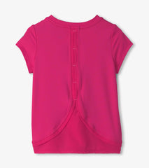 Hatley Girls Pink Mesh Trim T-Shirt