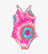 Hatley Girls Sunburst Tie Dye Ruched Front Swimsuit
