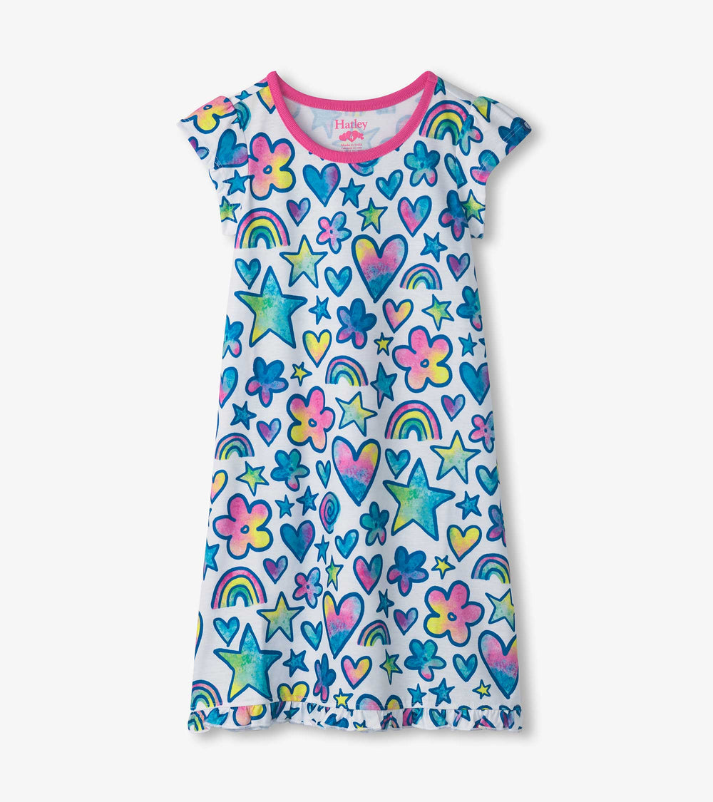 Hatley Girls Watercolor Doodles Nightdress