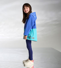 Hatley Girls Blue Colorblock Jersey-Lined Rain Jacket