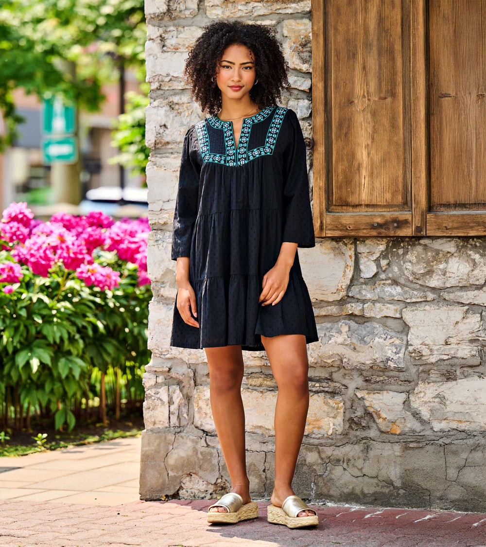 Hatley Amira Tiered Dress - Black Swiss Dot