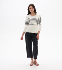 Hatley 3/4 Sleeve Knit Top - Black Stripes